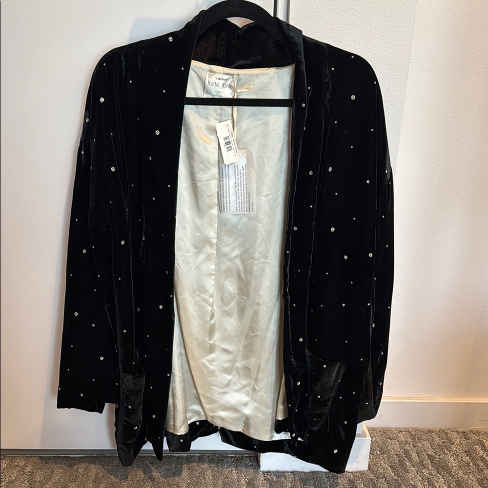 Forte forte Black Velvet Blazer with Silver Accents